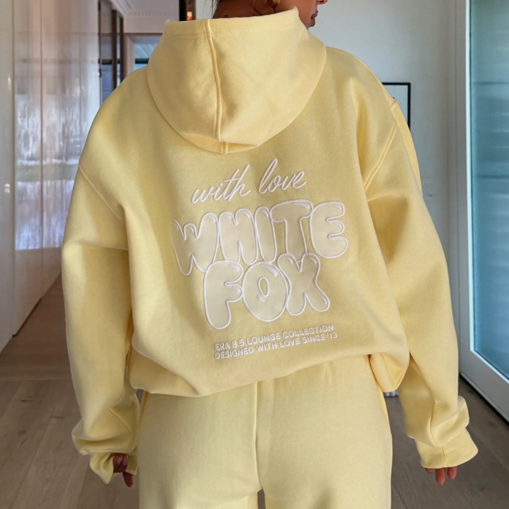 NWT White Fox With Love Always Oversized Hoodie Lemon S/M